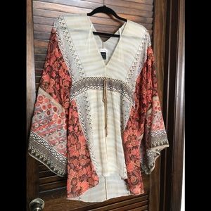 Indian inspired flowing tunic top XS